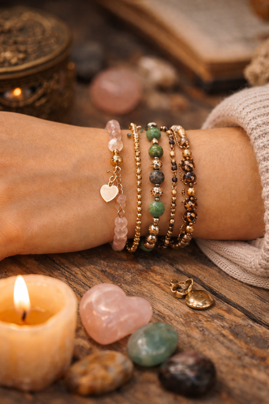 Beaded bracelets stacked on a wrist – choosing bracelets that reflect personality